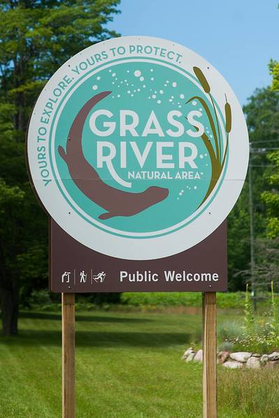 Entrance sign to Grass River Natural Area