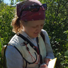 Rachel Hackett from MNFI surveying at Grass River Natural Area